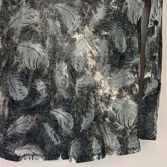 Vintage ClothesHead sheer burnout long sleeve feather pattern Y2K whimsigoth S - Picture 3 of 14